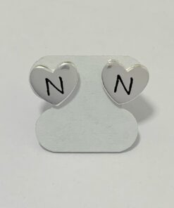 Brinco Letra Coração Todo Prata - N