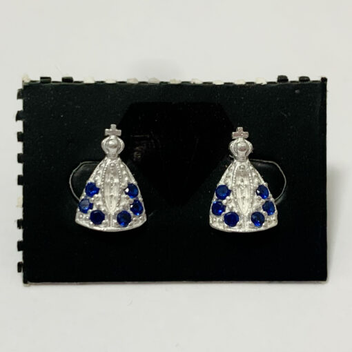 Brinco Nossa Senhora Aparecida c/ Zircônia Azul