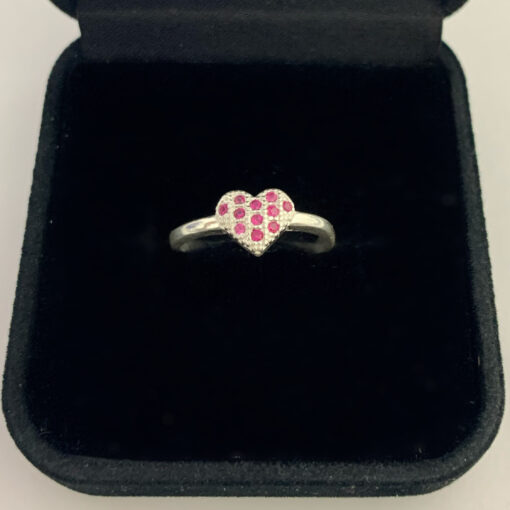 Anel Falange Coração c/ Zircônia Rosa