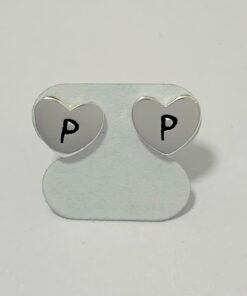 Brinco Letra Coração Todo Prata - P