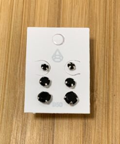 Trio Zircônia Redonda Colorida - Preto