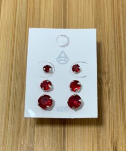 Trio Zircônia Redonda Colorida - Vermelho