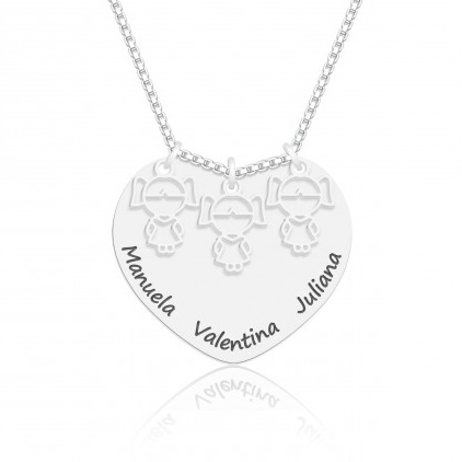 Cordão de Nome Personalizado 3 Filhos (as) no Coração