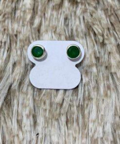 Brinco Zircônia Colorida P com Prata em Volta - Verde Escuro