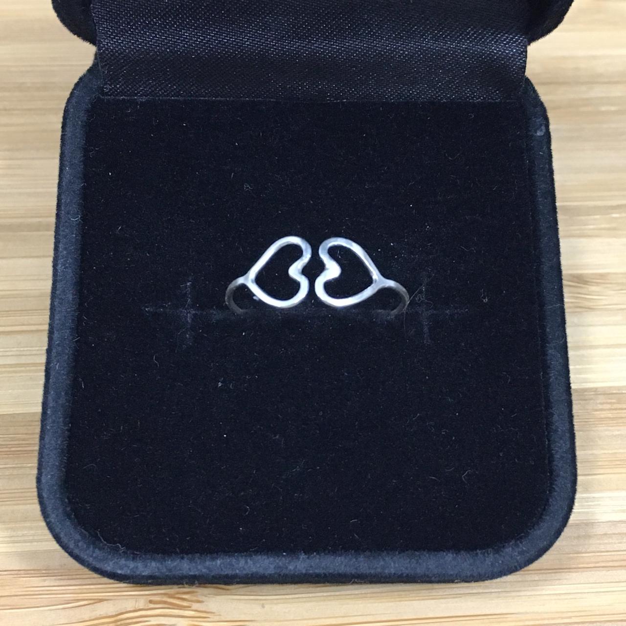 Anel Coração Duplo Regulável Vazado