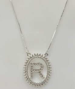 Gargantilha Letra com Zircônia Grande - R