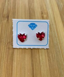 Brinco Coração Zircônia Colorida M - Vermelho