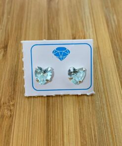 Brinco Coração Zircônia Colorida M - Azul Bebê