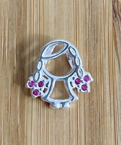 Pingente Transpassado Menina com Zircônias Coloridas