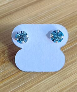 Brinco Zircônia Colorida Redonda M - Azul Bebê