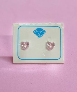 Brinco Coração Zircônia Colorida P - Rosa Claro