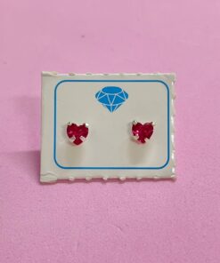 Brinco Coração Zircônia Colorida P - Vermelho