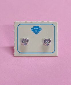 Brinco Coração Zircônia Colorida P - Lilás