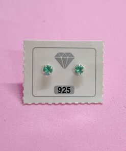 Brinco Zircônia Colorida Redonda P - Verde Água