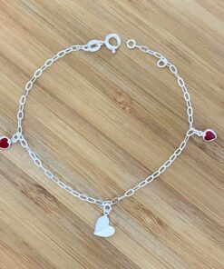 Pulseira Coração 3D e Corações de Vermelhos