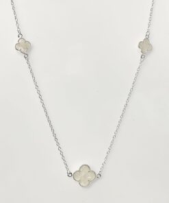 Gargantilha 3 Trevos com Resina 40cm Regulável - Branco