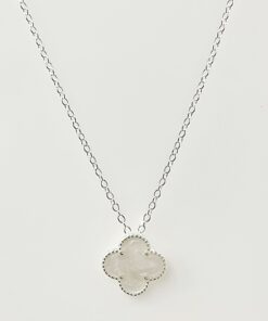 Gargantilha Trevo Grande com Resina - Branco