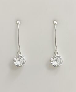 Brinco Gancho com Zircônia Pendurada