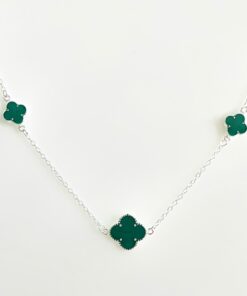 Gargantilha 3 Trevos com Resina 40cm Regulável - Verde Escuro