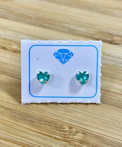 Brinco Coração Zircônia Colorida P - Verde Água