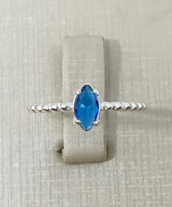 Anel Solitário Com Zircônia Azul