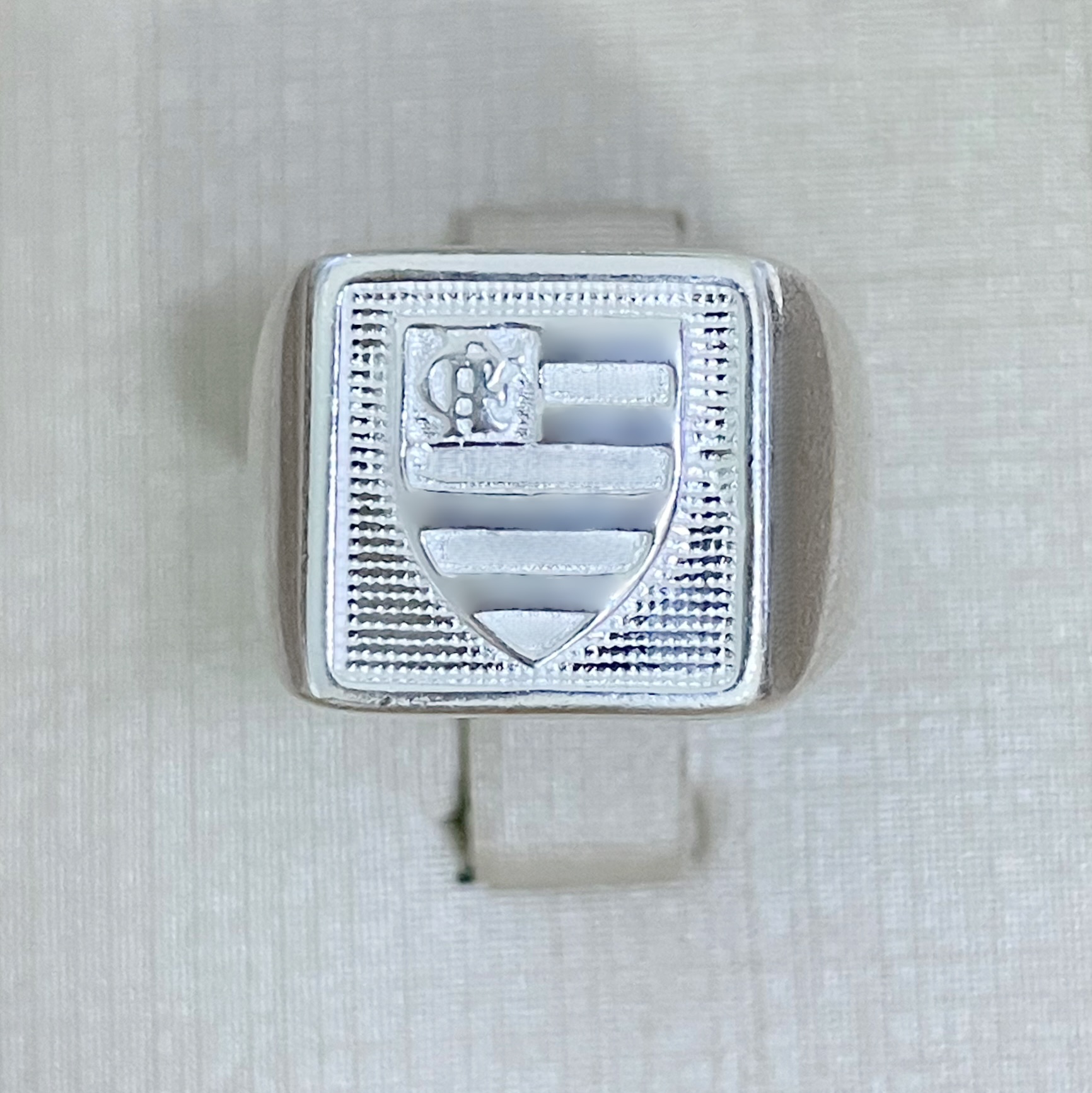 Anel Flamengo Todo Prata Escudo