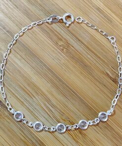 Pulseira 5 Zircônias Brancas Prata em Volta