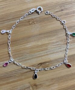 Pulseira Zircônia Gotas Coloridas