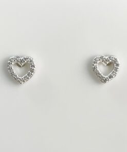 Brinco Coração Vazado Cravejado de Zircônias