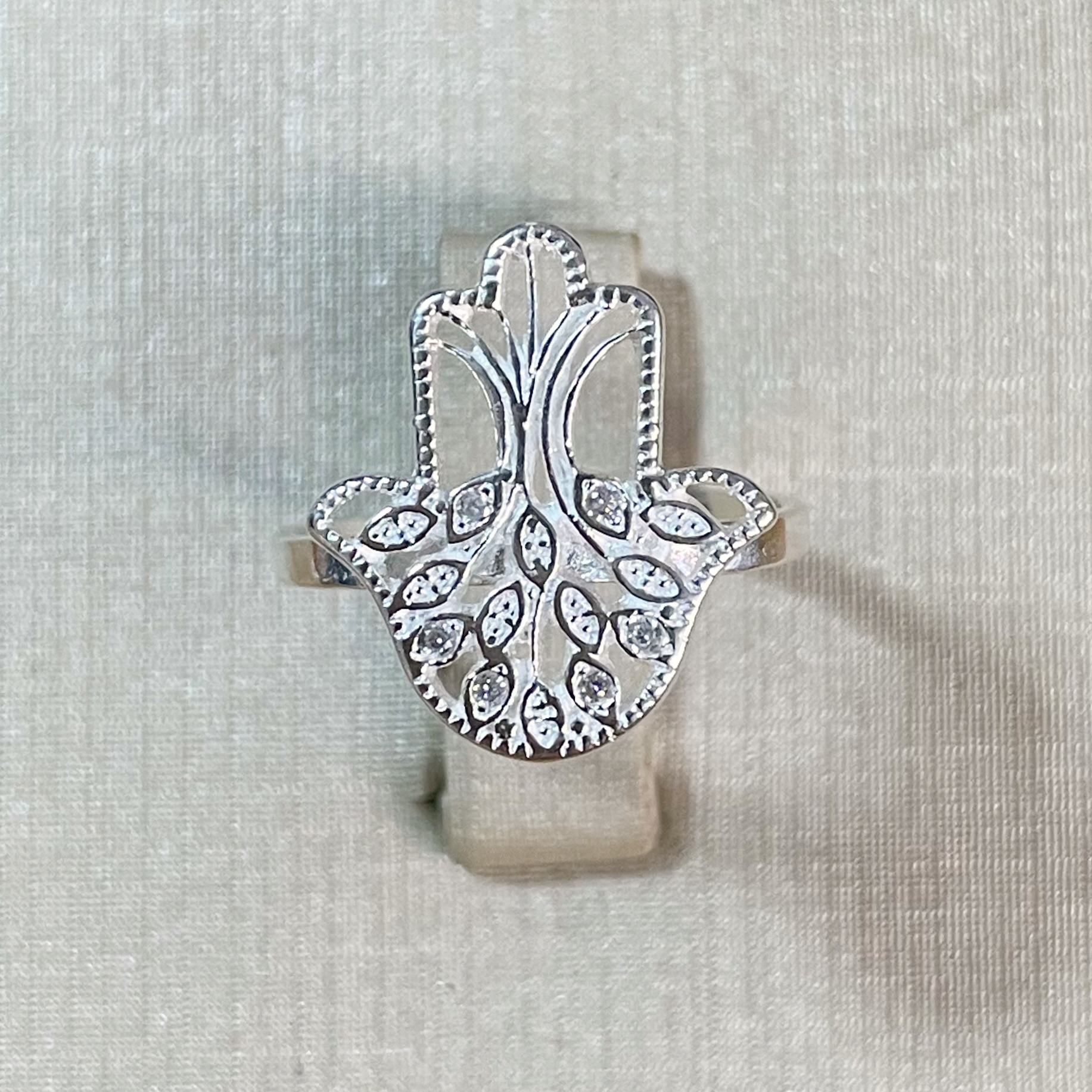 Anel Mão de Fátima com Árvore da Vida