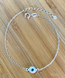 Pulseira Cadeado c/ Olho Grego Branco