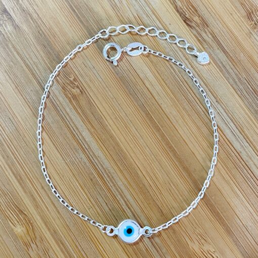 Pulseira Cadeado c/ Olho Grego Branco