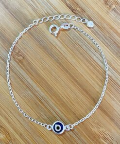 Pulseira Cadeado c/ Olho Grego Azul Escuro