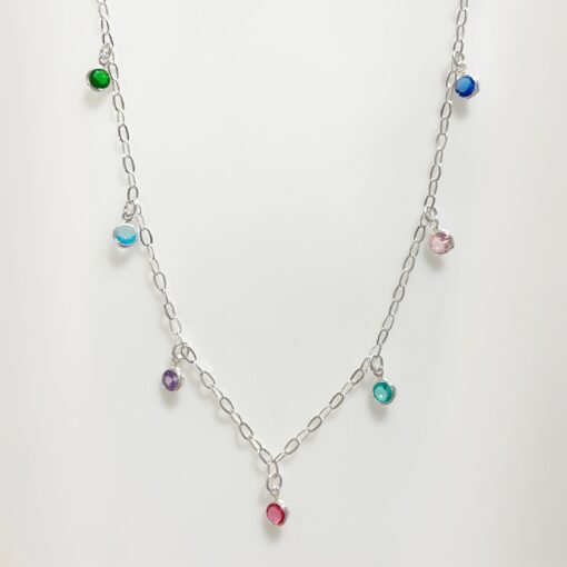 Chocker Cadeado 7 Zirconias Redondas Coloridas