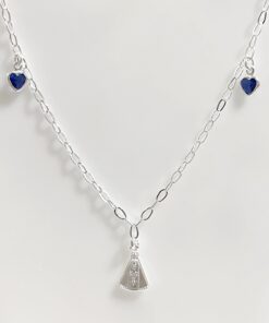 Chocker Nossa Senhora com Corações Zircônias Azuis