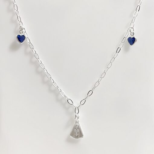 Chocker Nossa Senhora com Corações Zircônias Azuis