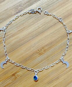 Pulseira Luas Chapadas com Zirconias Azuis