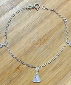 Pulseira Nossa Senhora Aparecida com Zircônia Coração Branca