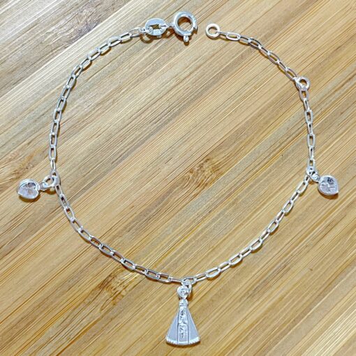 Pulseira Nossa Senhora Aparecida com Zircônia Coração Branca
