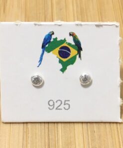 Brinco Zircônia Branca com Prata em Volta PP 3mm