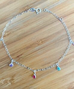 Tornozeleira 5 Zirconias Coloridas Penduradas