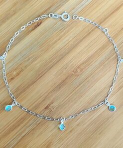 Tornozeleira Zircônia Redonda Azul Claro