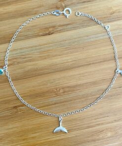 Tornozeleira Rabo de Sereia e Zircônia Coração Azul