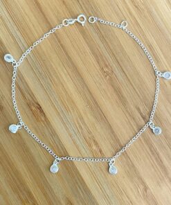 Tornozeleira 6 Zircônias Redondas Penduradas