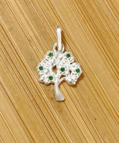 Pingente Árvore da Vida com 6 Zircônias Verdes