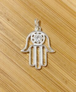 Pingente Mão de Fátima Vazado com Zircônia Grande