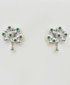 Brinco Árvore da Vida com 6 Zircônias Verdes