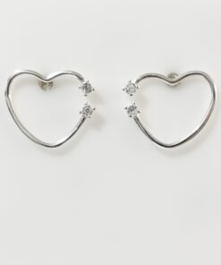 Brinco Coração Vazado Duas Zircônias