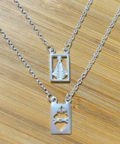 Escapulário Clássico Nossa Senhora Aparecida e Sagrado Coração de Jesus