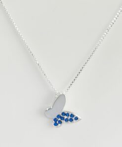 Gargantilha Borboleta Zircônias Azuis Cravejadas